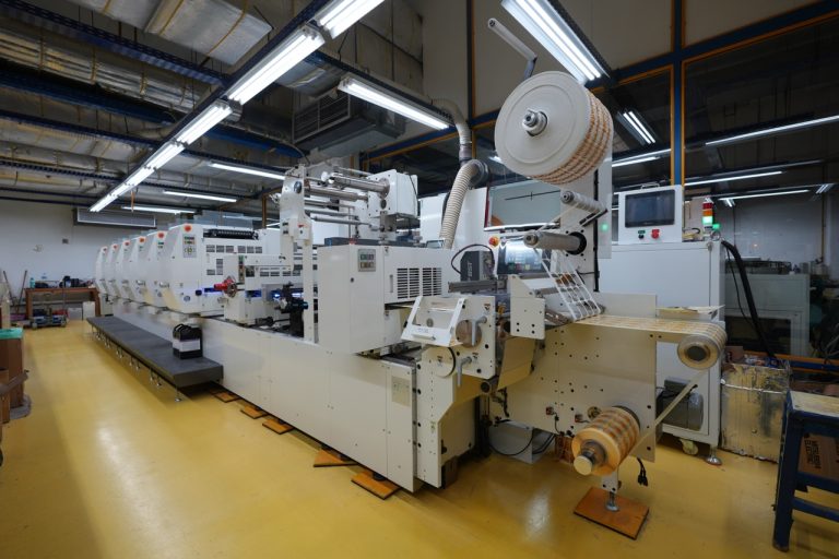 Multi-colour label printing press at the Etalex factory in Cairo