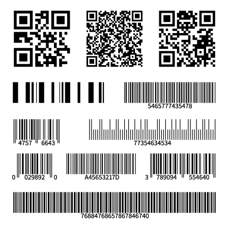 نماذج لملصقات تحمل باركود ورمز QR